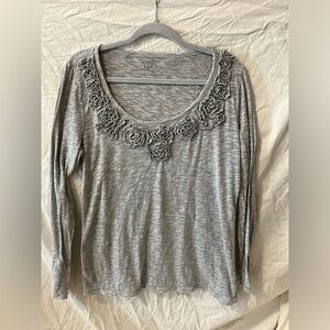 Women’s Ann Taylor Loft grey long sleeve shirt XL